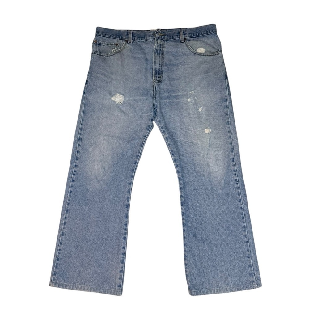 Levi’s 517 Bootcut 100% Cotton Slow Fashion Jeans Light Wash Distressed W36 L30
